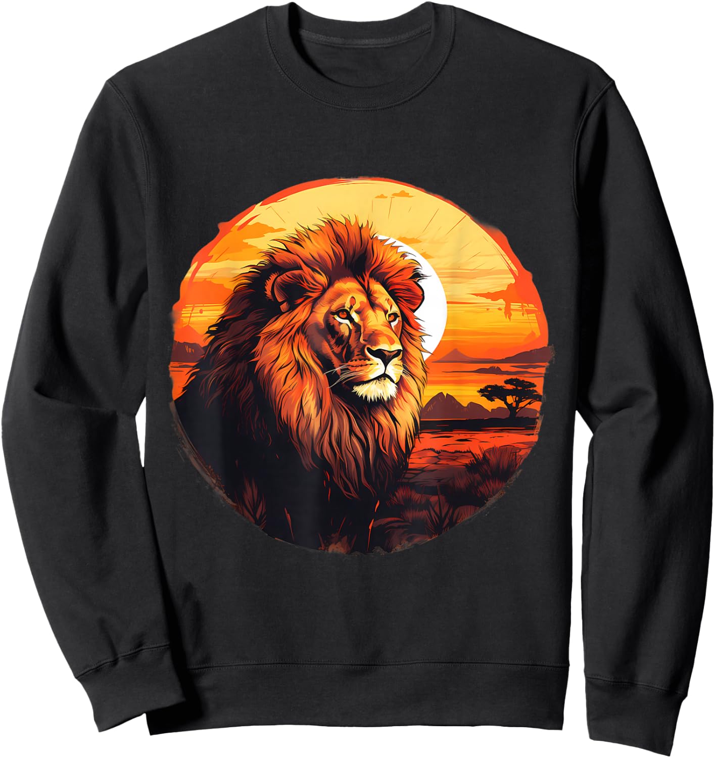 Lion Nature Wildlife African Animal Lovers Savanna Sunset Sweatshirt - Sweatshirt | Black