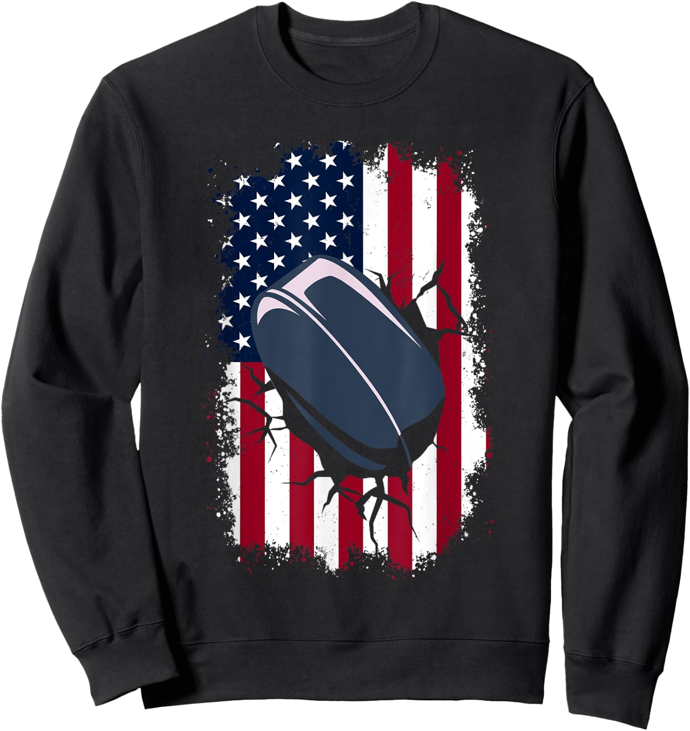 USA American Ice Hockey Player Coach & Fan - Ice Hockey Sweatshirt - Sweatshirt | Black