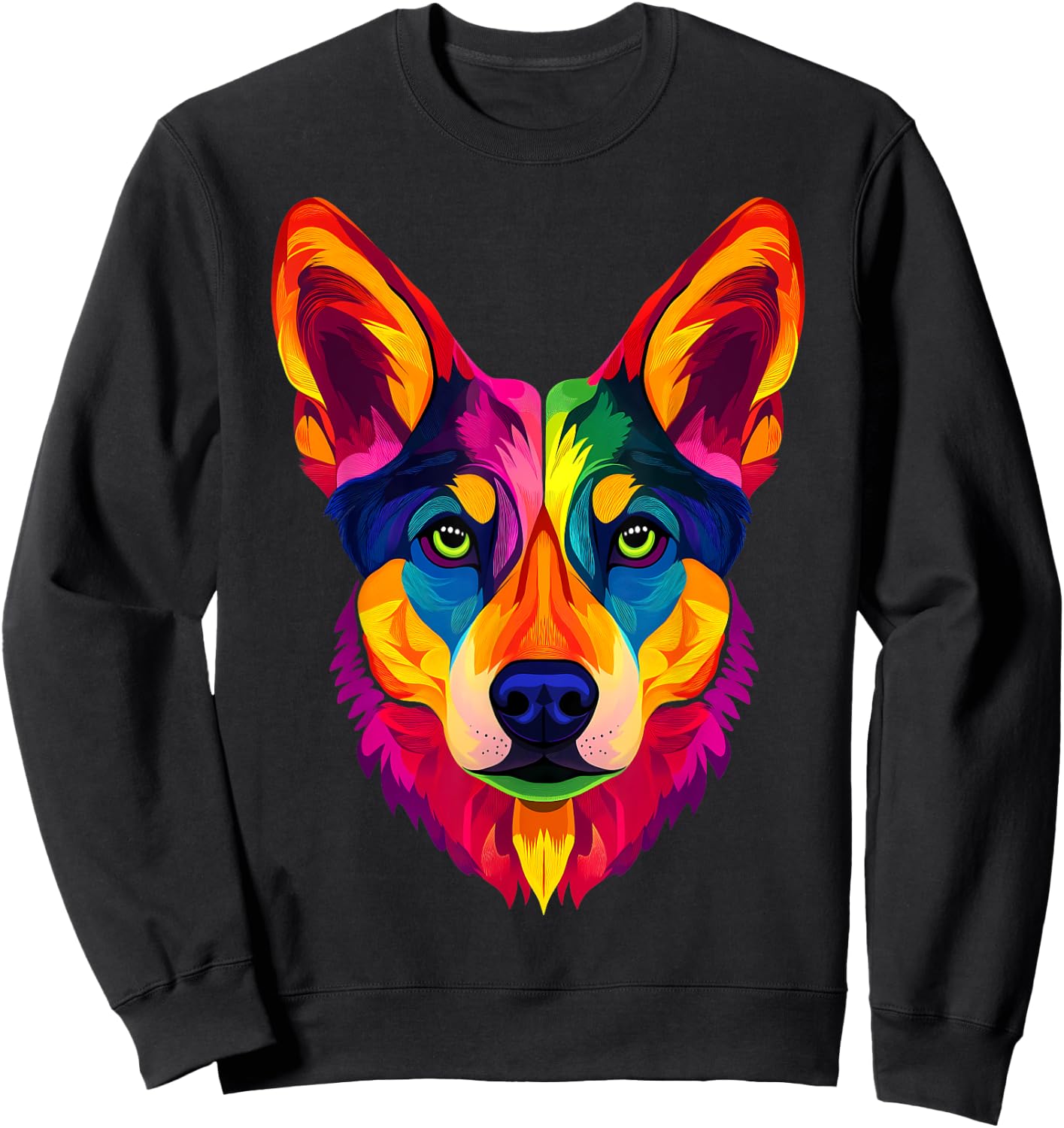 Colorful Dingo Face Ancient Australian Dog Wild Animal Black Sweatshirt - Sweatshirt | Black