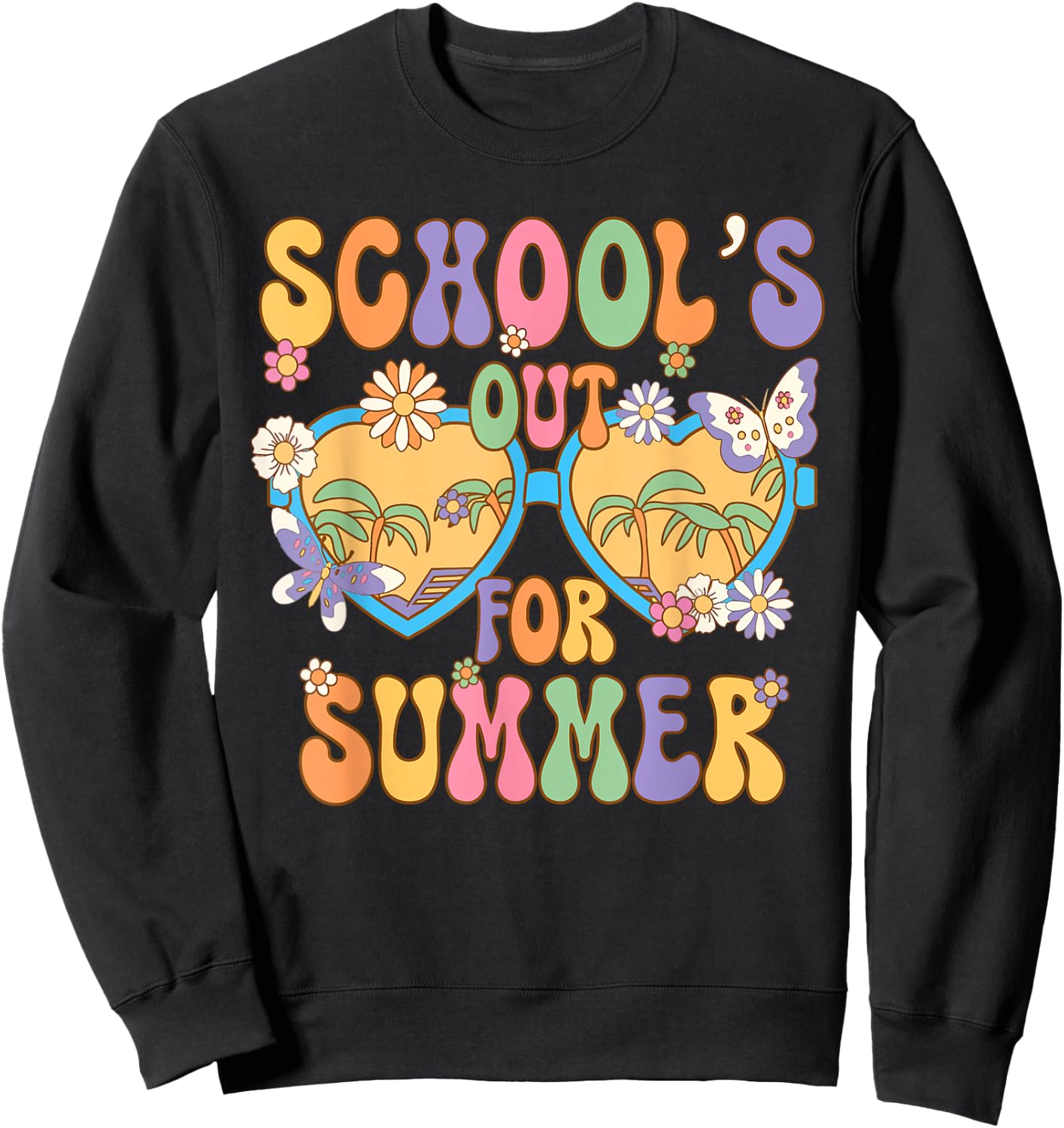 Schools Out For Summer Hawaii Beach Last Day Of School Retro Men Women Kids Sweatshirt - Sweatshirt | Black