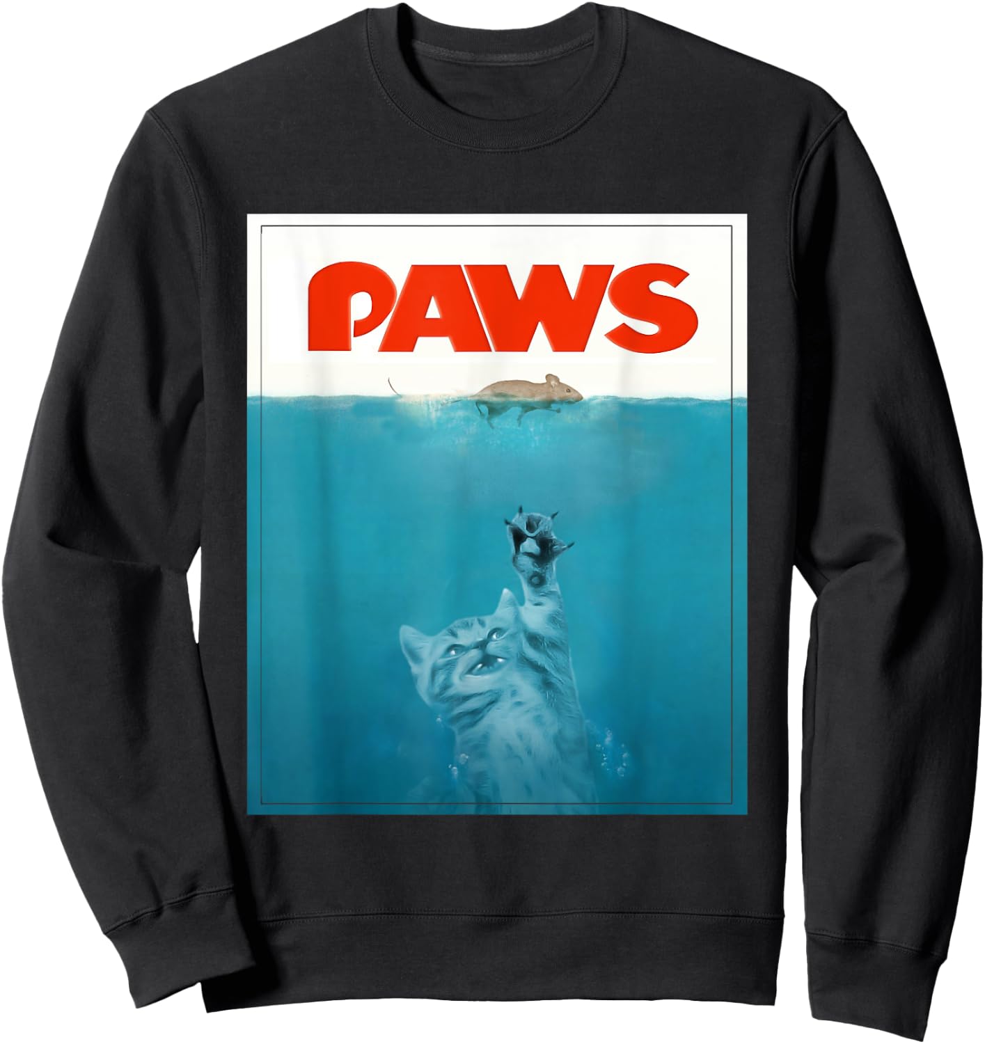 Paws cat funny , Kitten movie poster parody Men Women Sweatshirt - Sweatshirt | Black