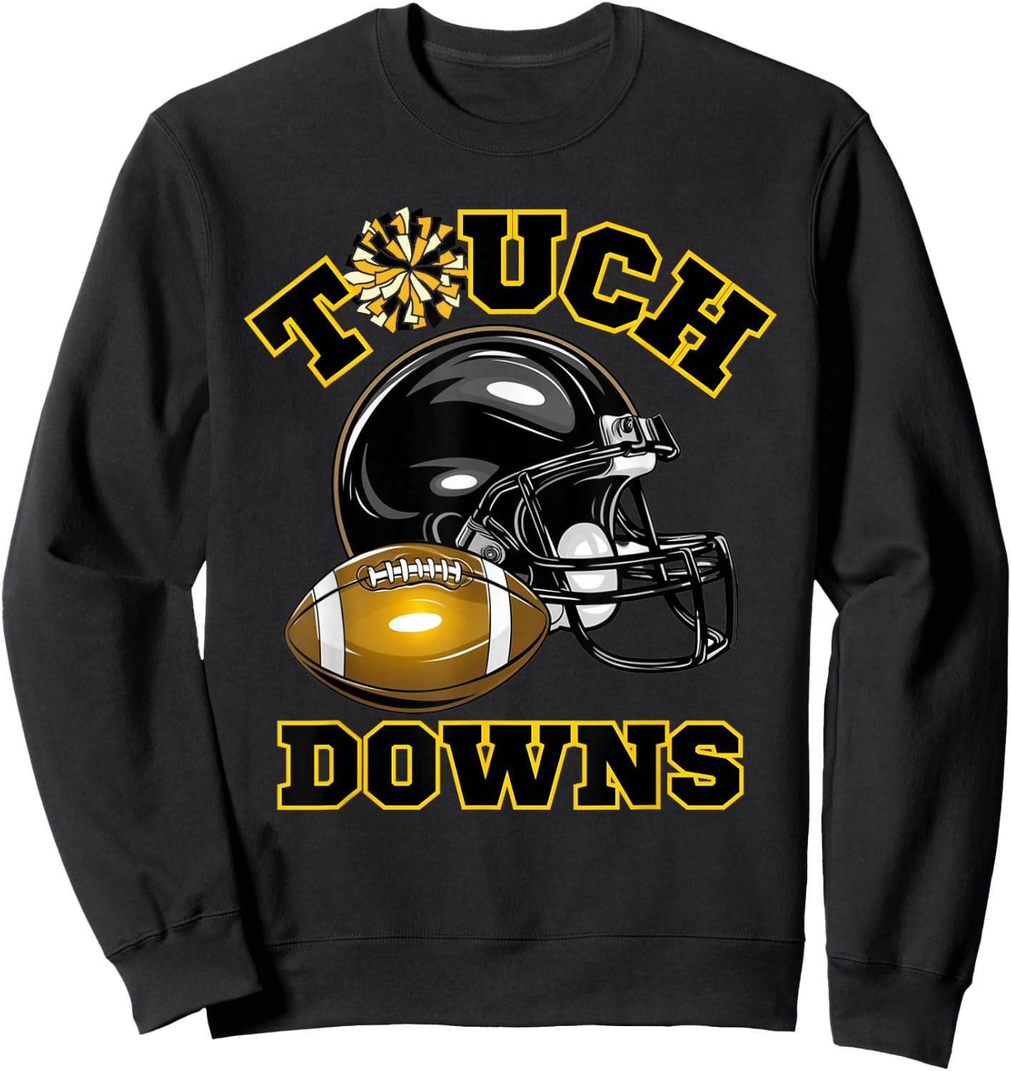 Black Gold Touchdown Day Football Game High School Matching Sweatshirt - Sweatshirt | Black
