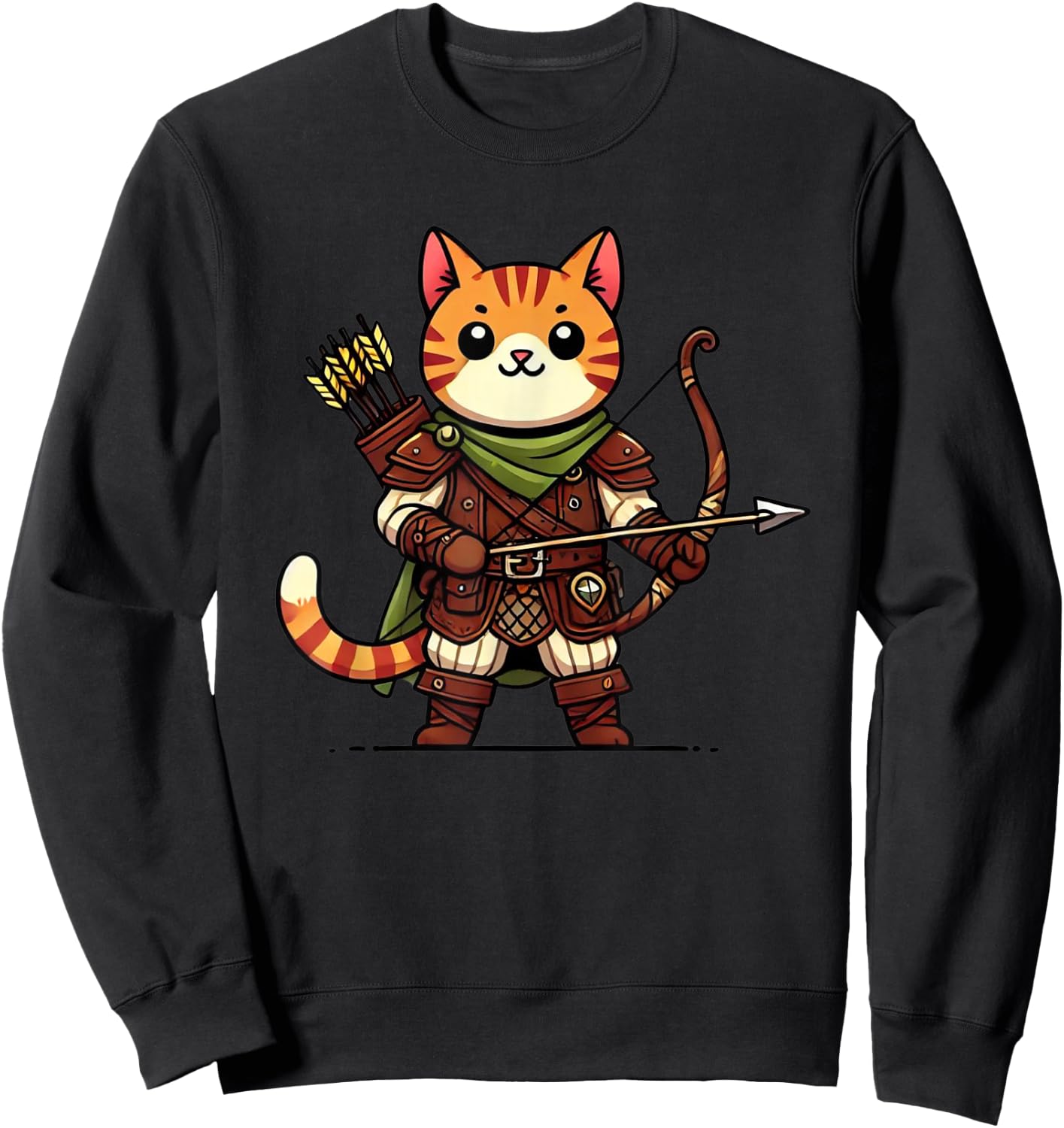 Medieval Ranger Cat Men Women Sweatshirt - Sweatshirt | Black