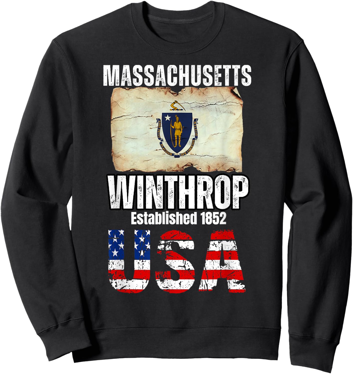 Winthrop, Massachusetts MA, Suffolk County Sweatshirt - Sweatshirt | Black