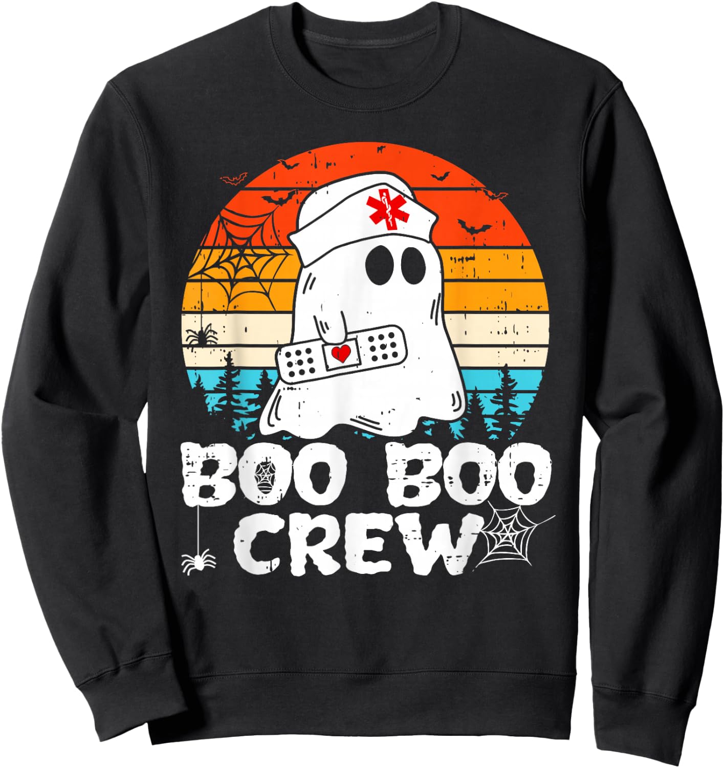Boo Boo Crew Nurse Shirt Funny Ghost Women Halloween Nurse Sweatshirt - Sweatshirt | Black