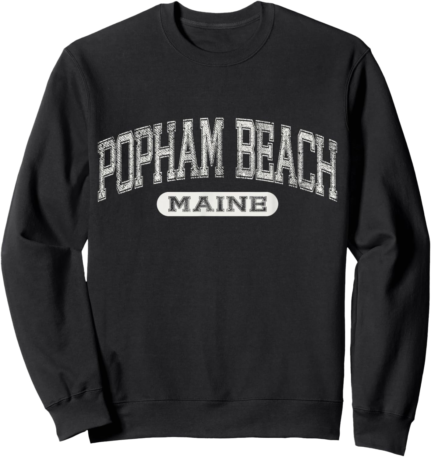 Vintage Popham Beach Maine Distressed Beach Classic Sweatshirt - Sweatshirt | Black