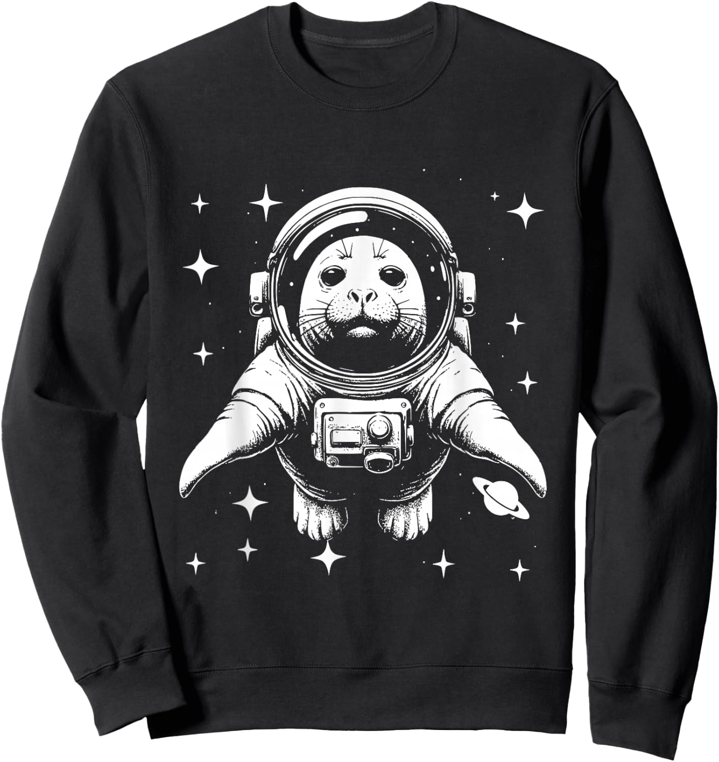 Elephant Seal Dad Mom Space - Astronaut Elephant Seal Sweatshirt - Sweatshirt | Black