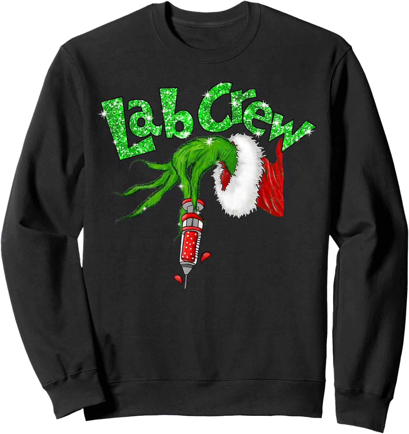 Lab Crew Nurse Merry Christmas Laboratory Xmas Pajamas Funny Sweatshirt - Sweatshirt | Black