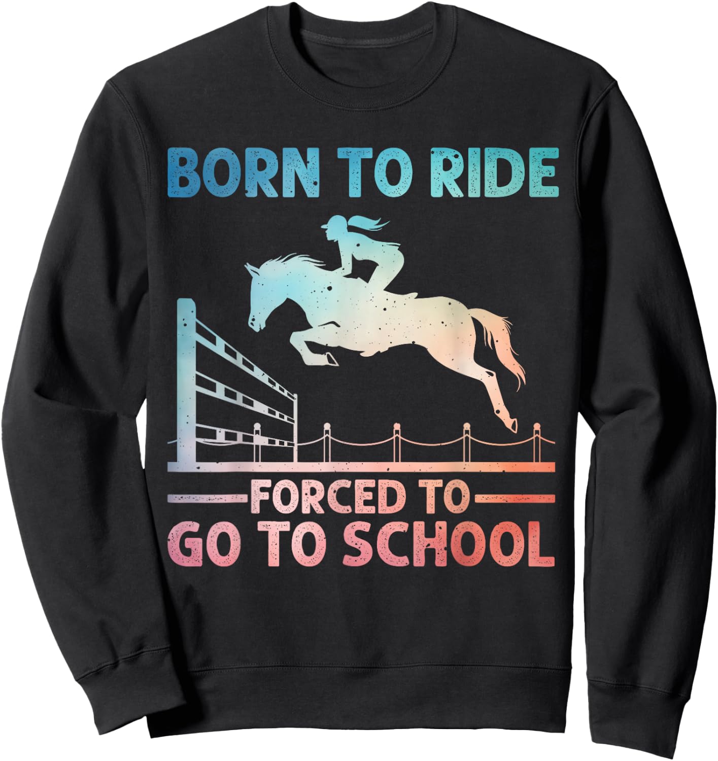Horse Racing Art For Kids Boys Girls Horse Lover Equestrian Sweatshirt - Sweatshirt | Black