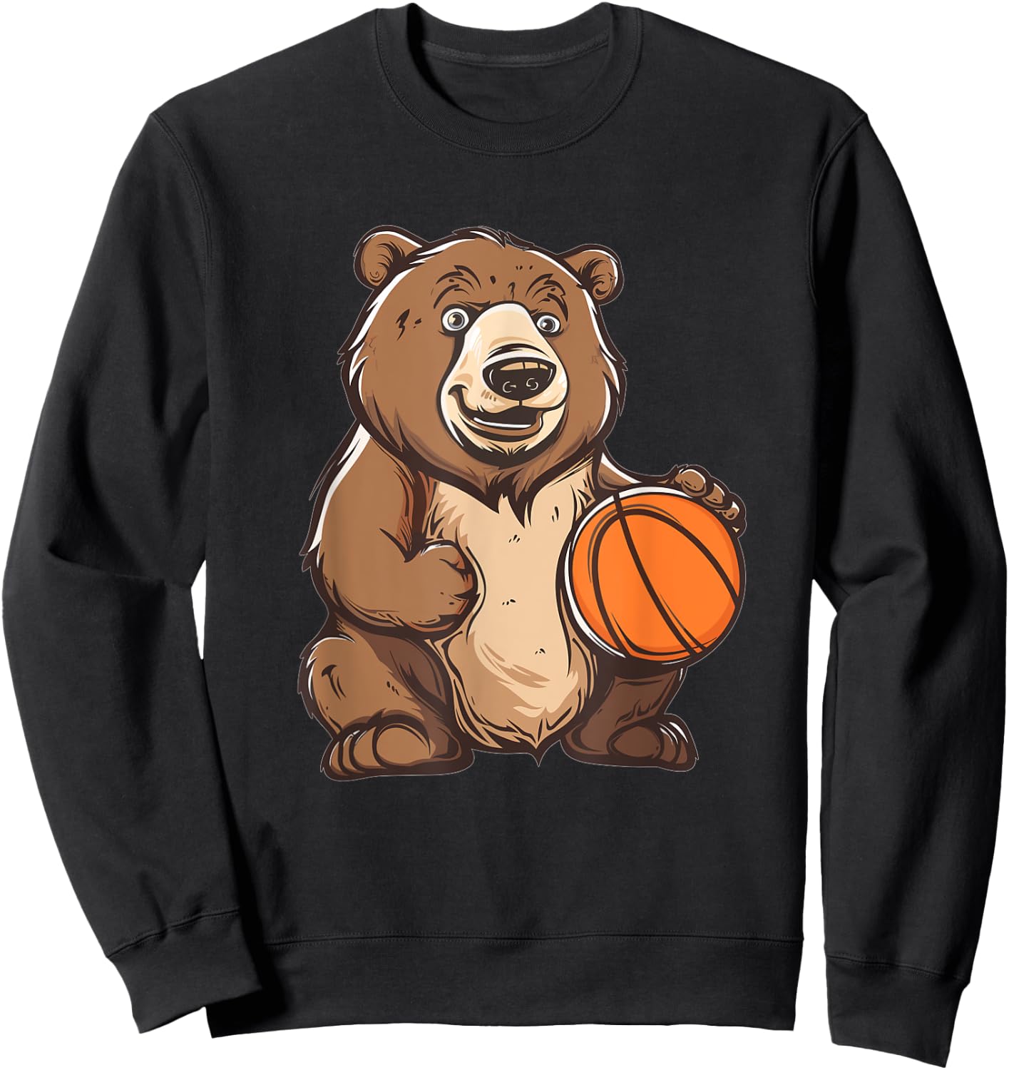 Cute Basketball Grizzly Bear Sweatshirt - Sweatshirt | Black