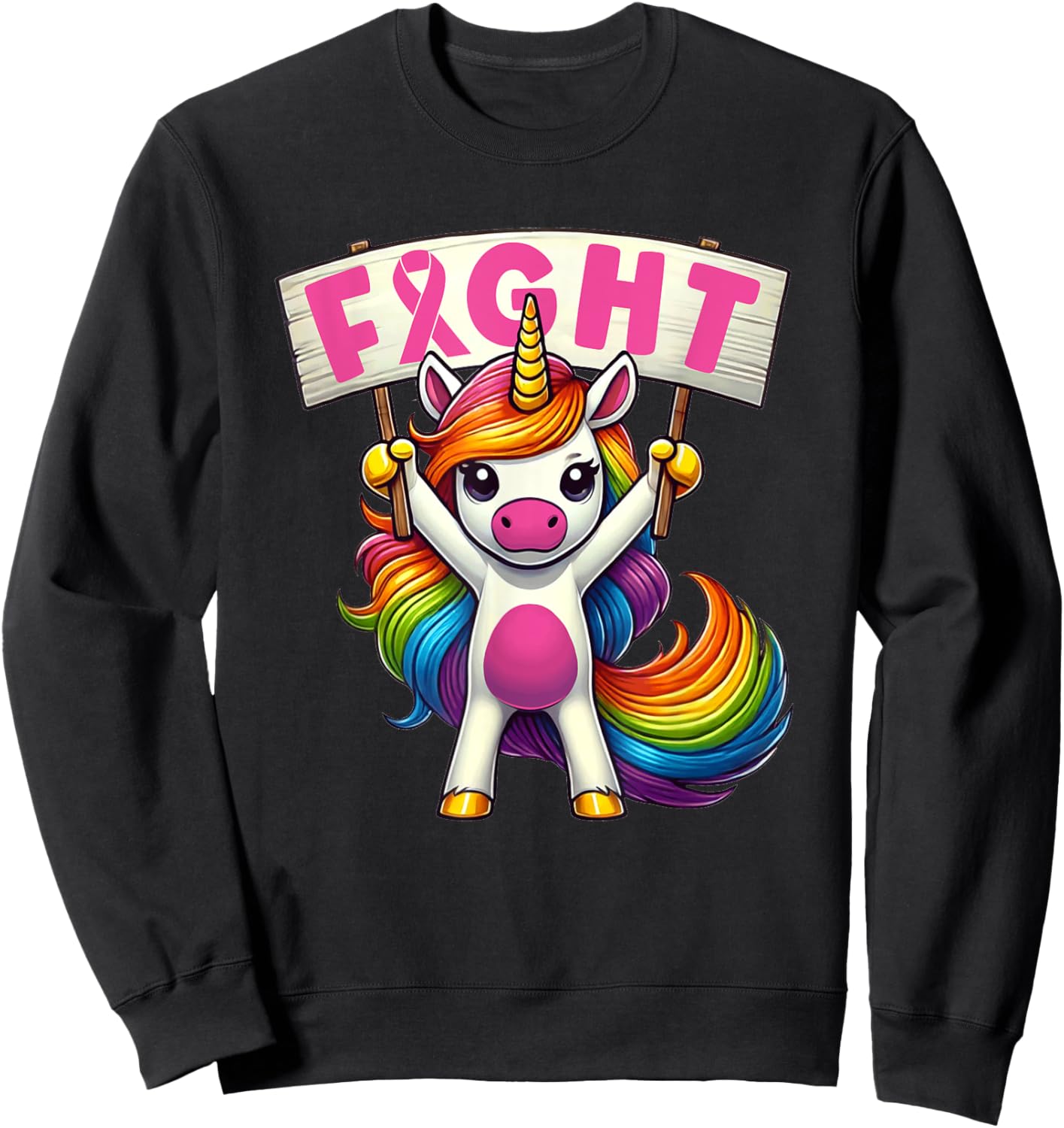 Fight Breast Cancer Awareness Girls Women Kids Youth Sweatshirt - Sweatshirt | Black