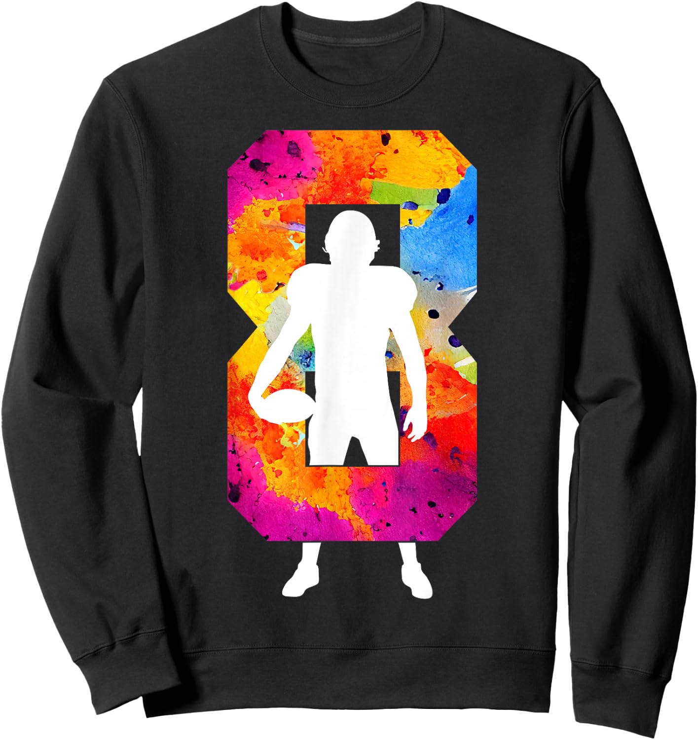 Number 8 Years Football 8th Birthday Sweatshirt - Sweatshirt | Black