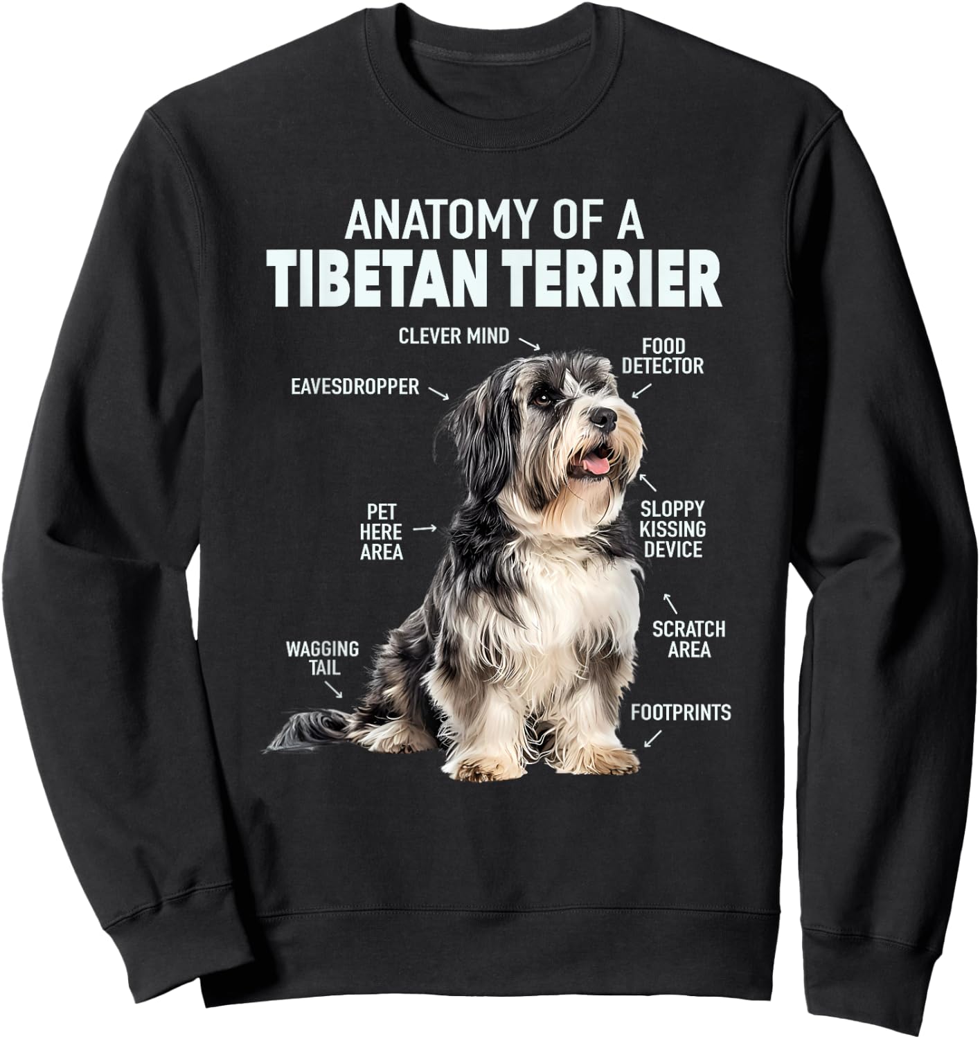 Anatomy Of A Tibetan Terrier Sweatshirt - Sweatshirt | Black
