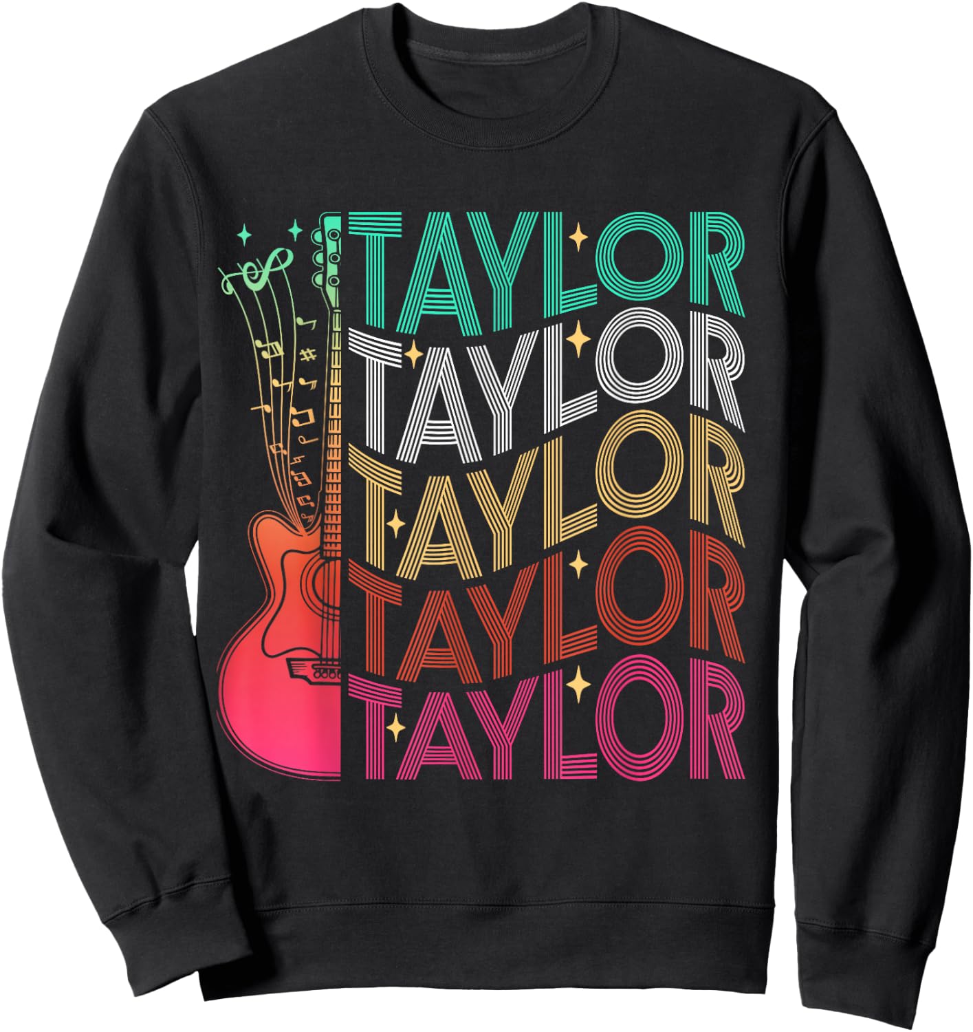 Taylor First Name I Love Taylor Girl Groovy 80's Vintage Sweatshirt - Sweatshirt | Black