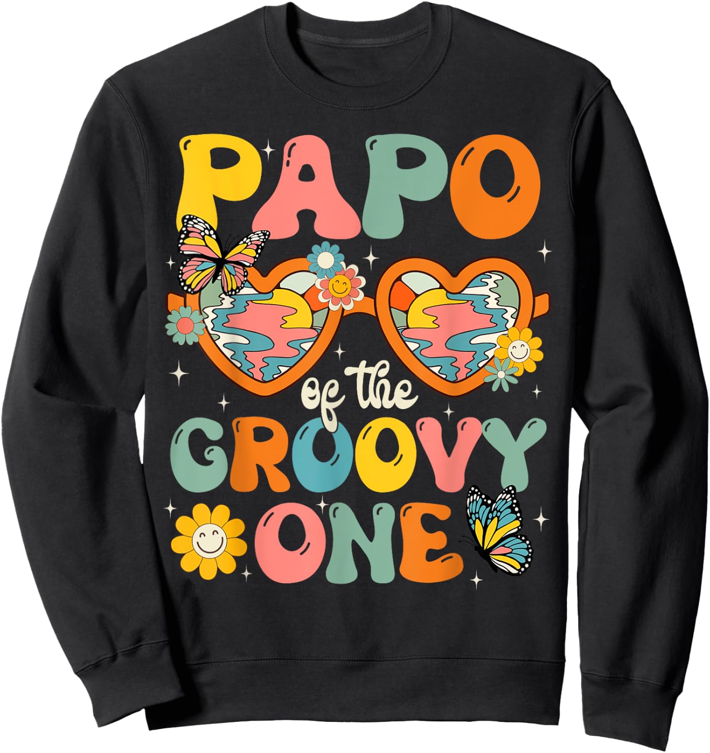 Papo of the Groovy One Glasses Birthday Party Sweatshirt - Sweatshirt | Black