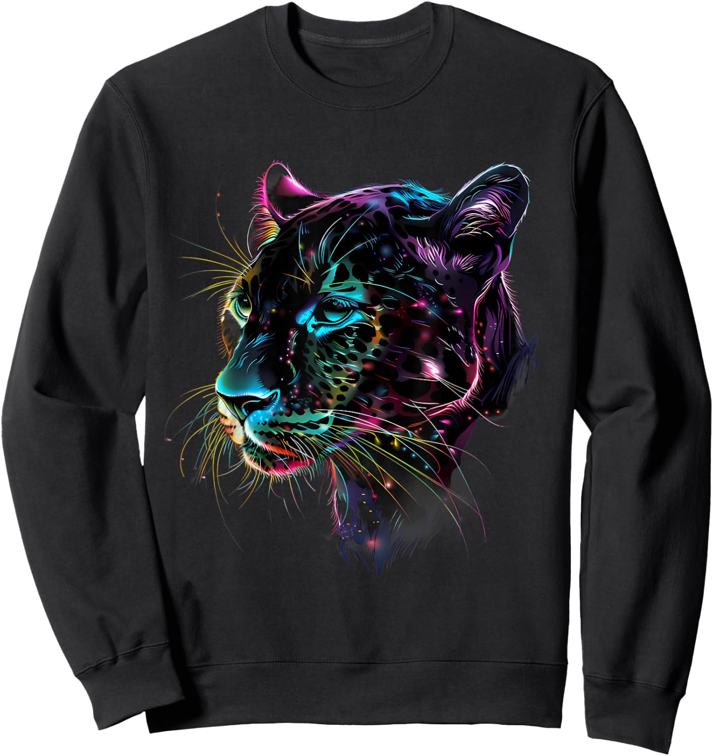 Panther Animal Graphic Portrait Artwork Black Panther Lover Sweatshirt - Sweatshirt | Black