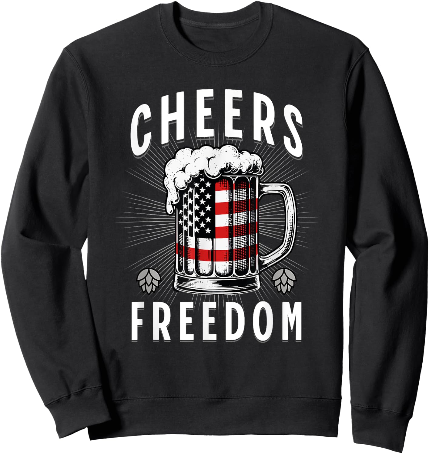 4th of July Beer Drinking American Flag Pride Merica USA Men Sweatshirt - Sweatshirt | Black