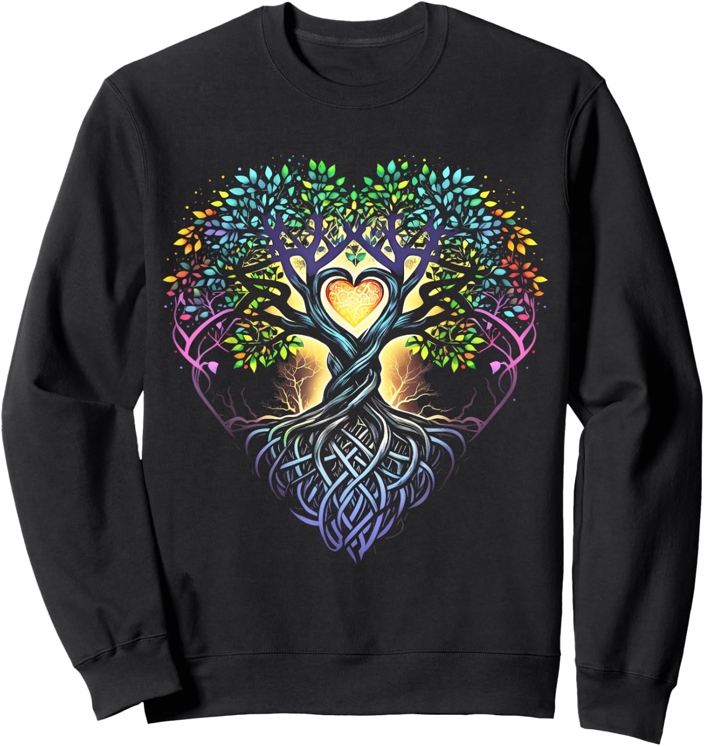 Norse, Viking, Yggdrasil, Celtic, Tree Of Life, Heart Sweatshirt - Sweatshirt | Black