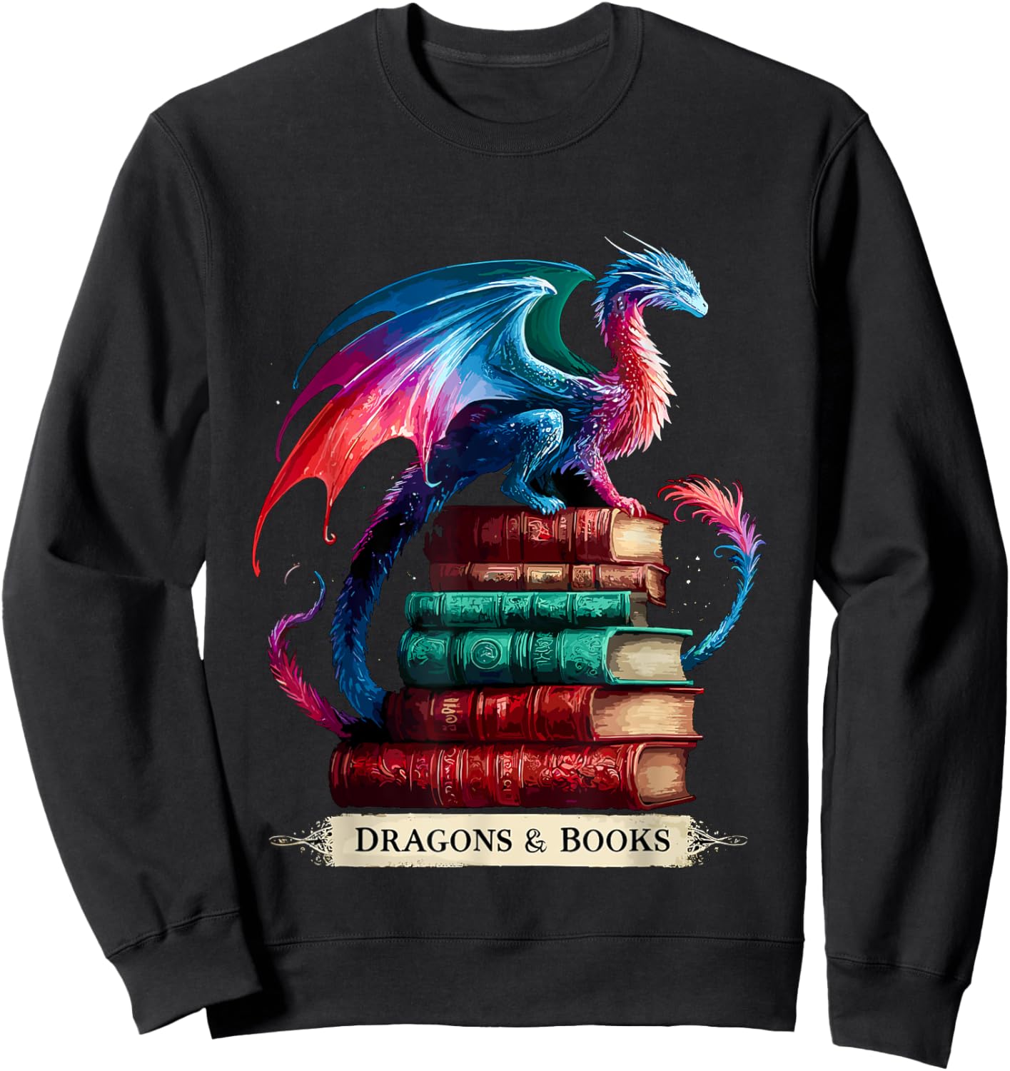 Dragons and Books Dragonworm Book lover Reading Sweatshirt - Sweatshirt | Black