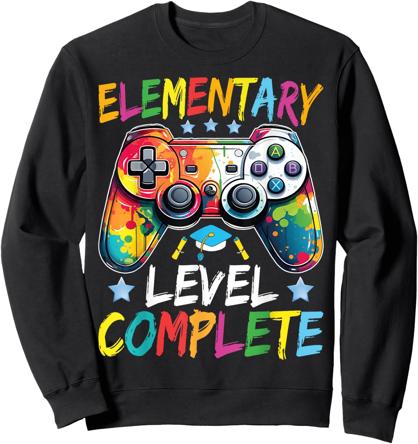 Elementary Level Complete Class Of 2024 Gamer Graduation Sweatshirt - Sweatshirt | Black