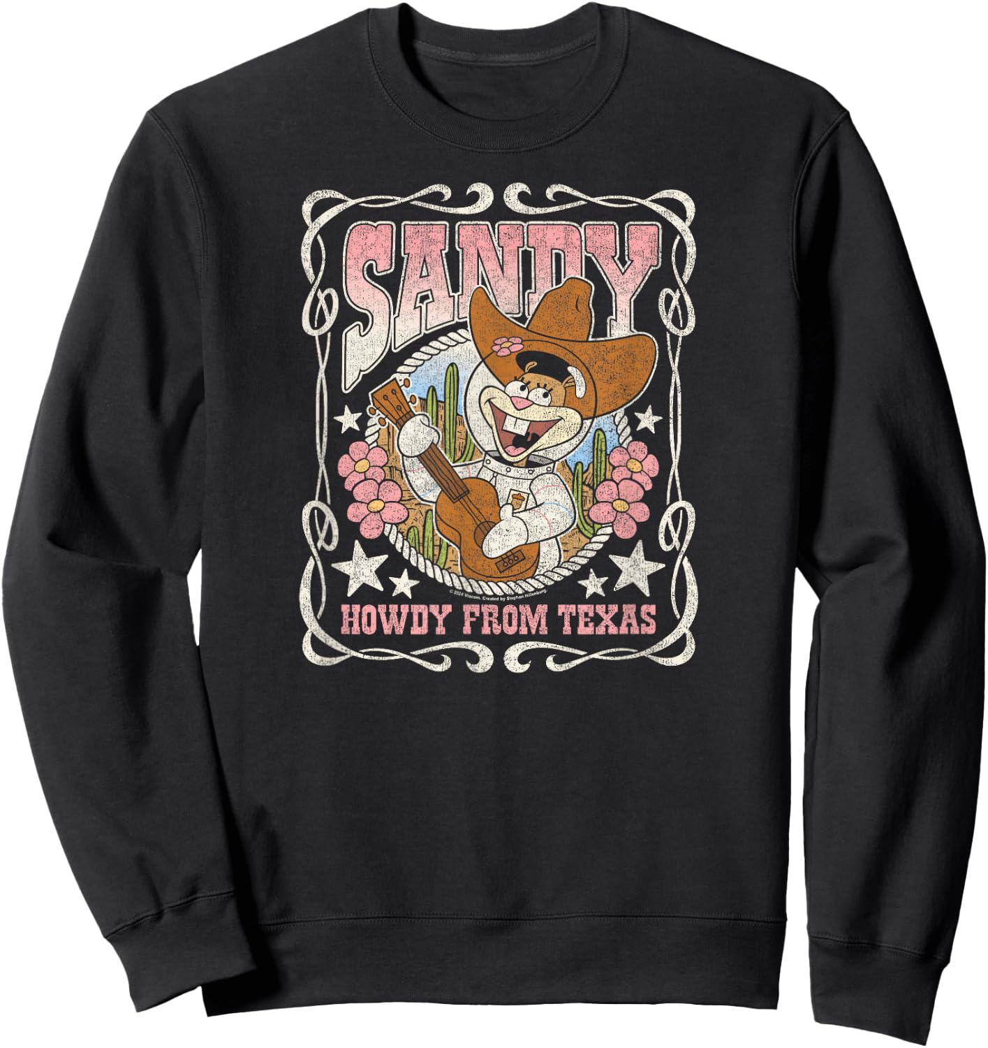Spongebob Squarepants - Sandy Cheeks Howdy from Texas Sweatshirt - Sweatshirt | Black