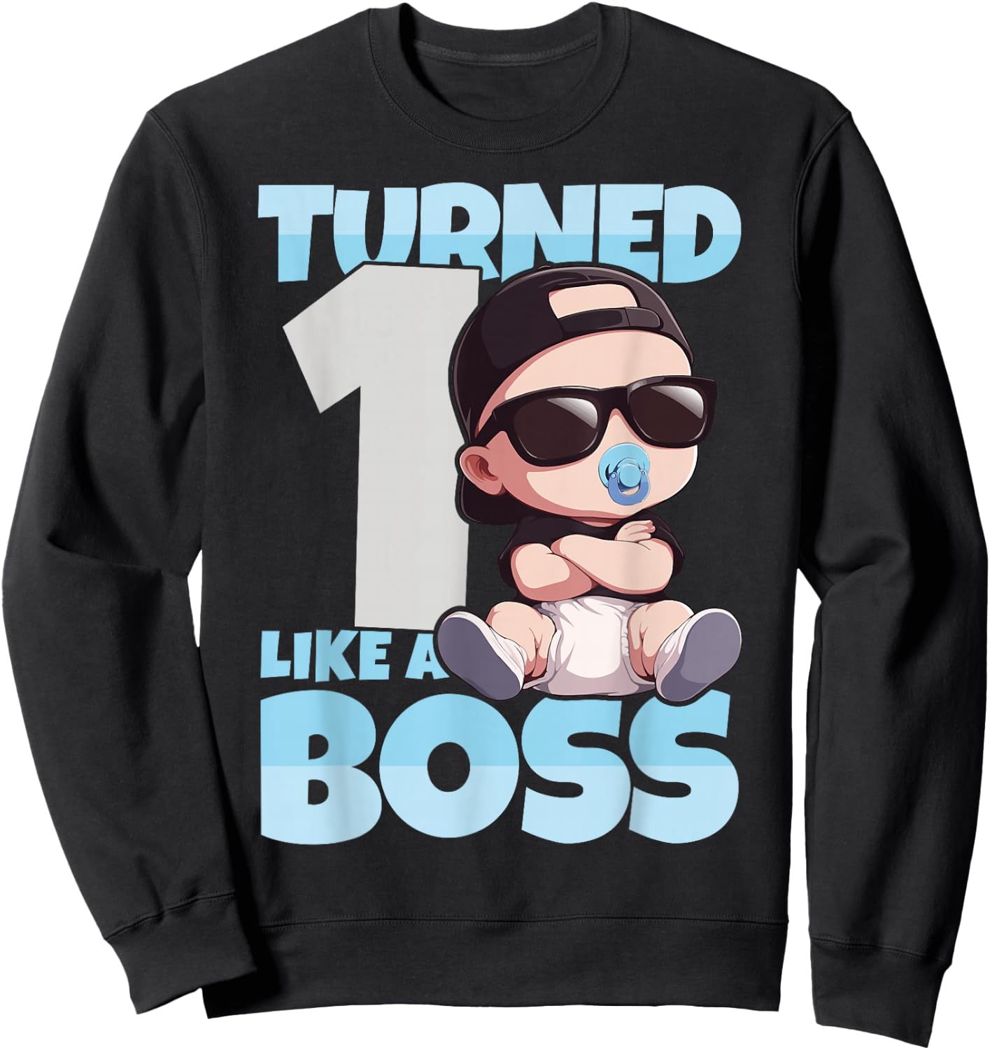 Baby 1st Birthday Boy Girl 1 Year Like a Boss Kids Sweatshirt - Sweatshirt | Black