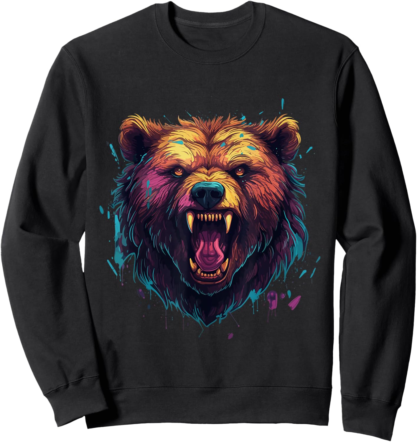 Angry Bear Grizzly Bear Sweatshirt - Sweatshirt | Black