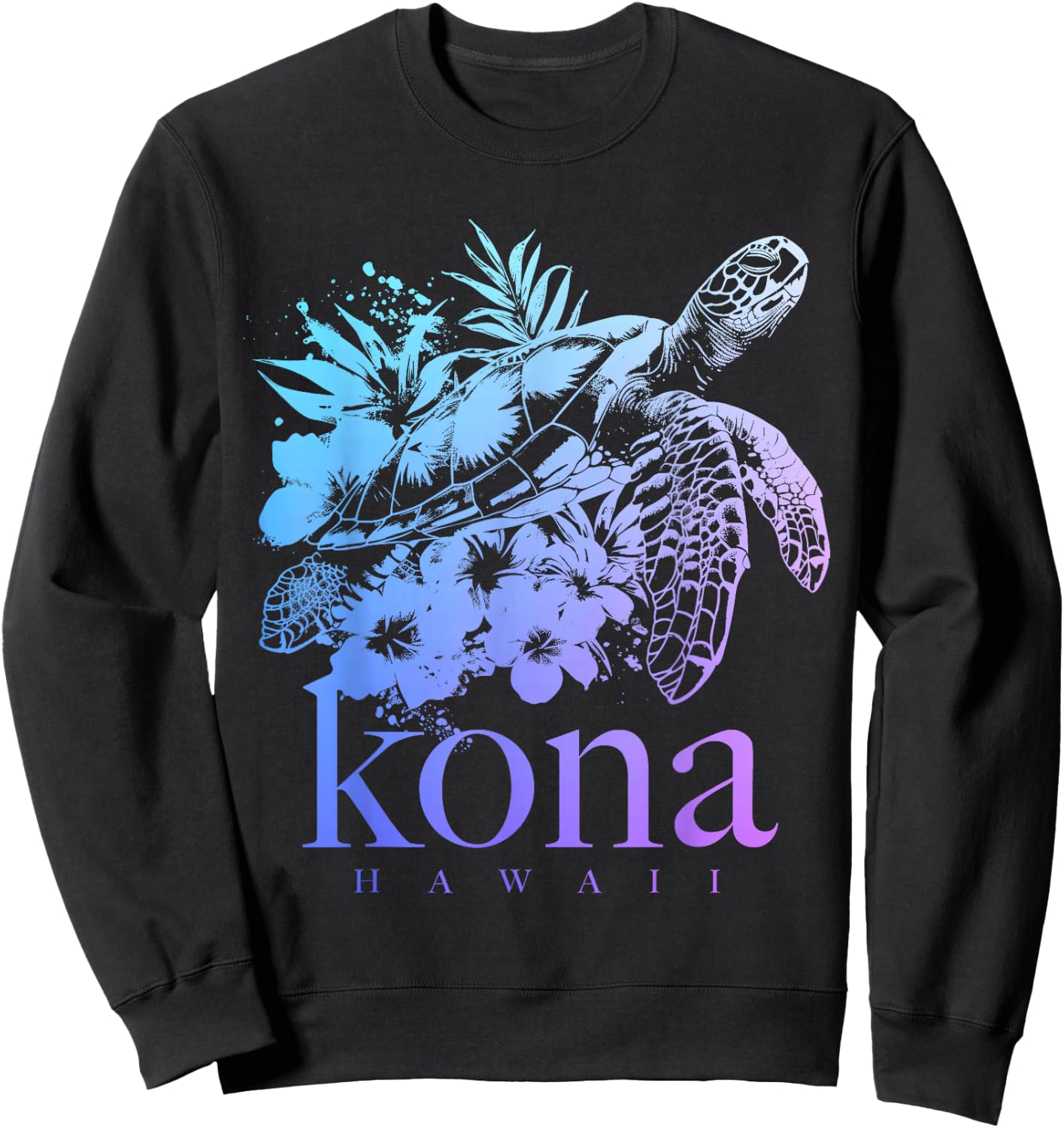 Kona Hawaii Sea Turtle Hawaiian Surfer Souvenir Sweatshirt - Sweatshirt | Black