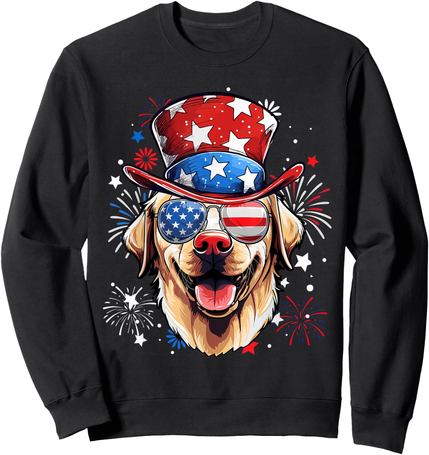 Labrador Retriever Patriotic USA Flag 4th Of July Dog Lover Sweatshirt - Sweatshirt | Black