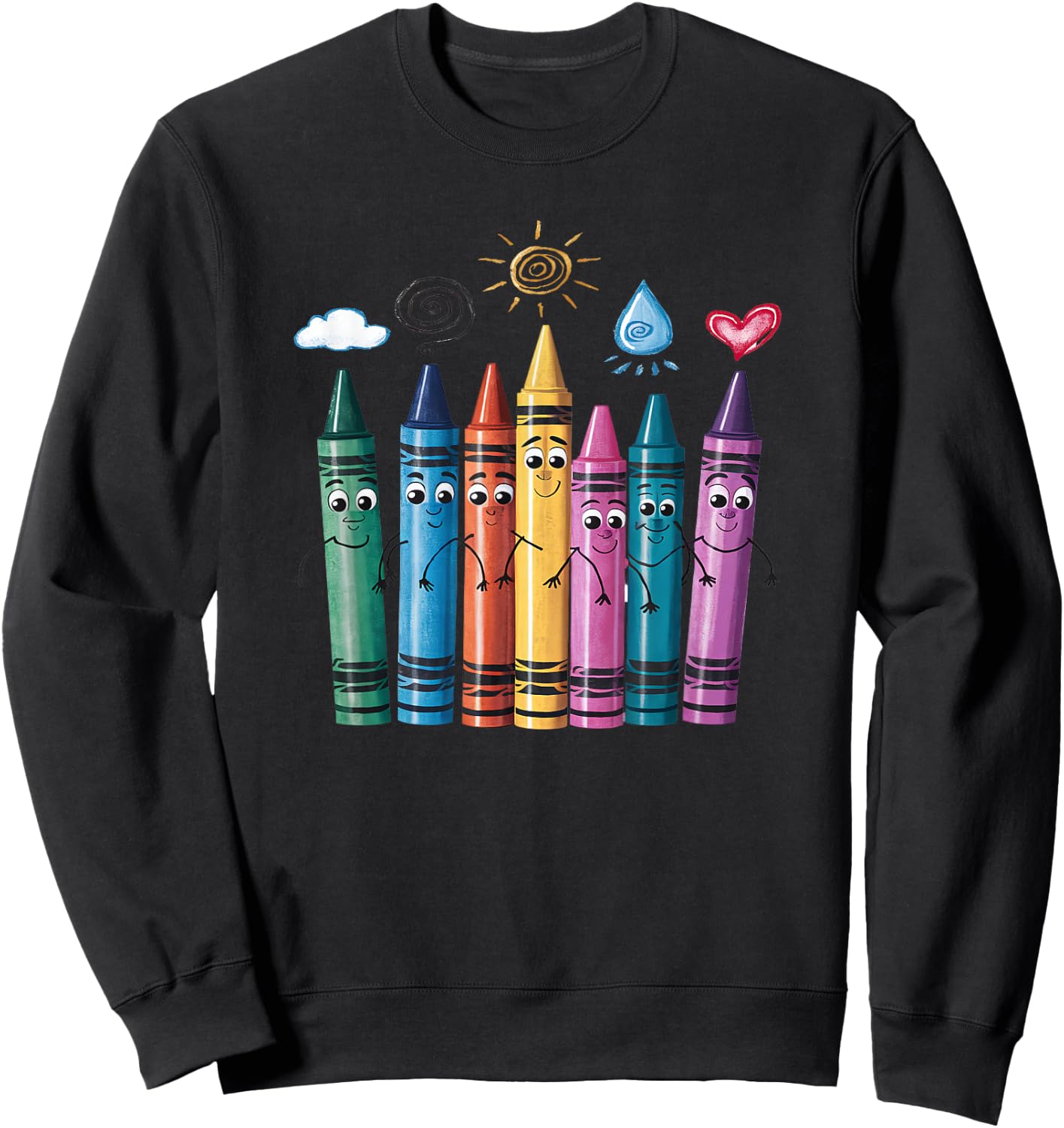 Fashionable Crayon Mood Color Crayons Friyay Teacher Life Women Kids Sweatshirt - Sweatshirt | Black