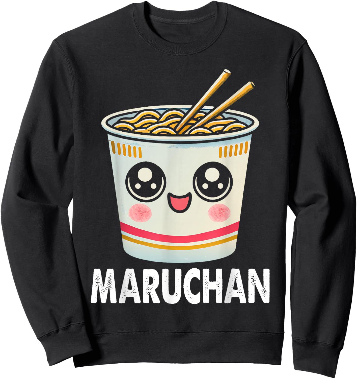 Cute Ramen Noodle Cup Face Sweatshirt - Sweatshirt | Black