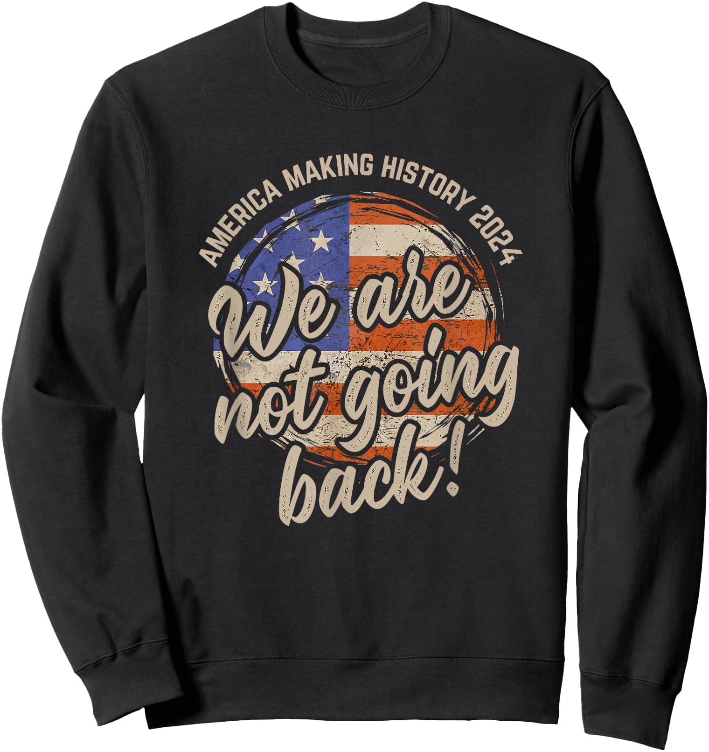 We Are Not Going Back America History 2024 Speech USA Flag Sweatshirt - Sweatshirt | Black
