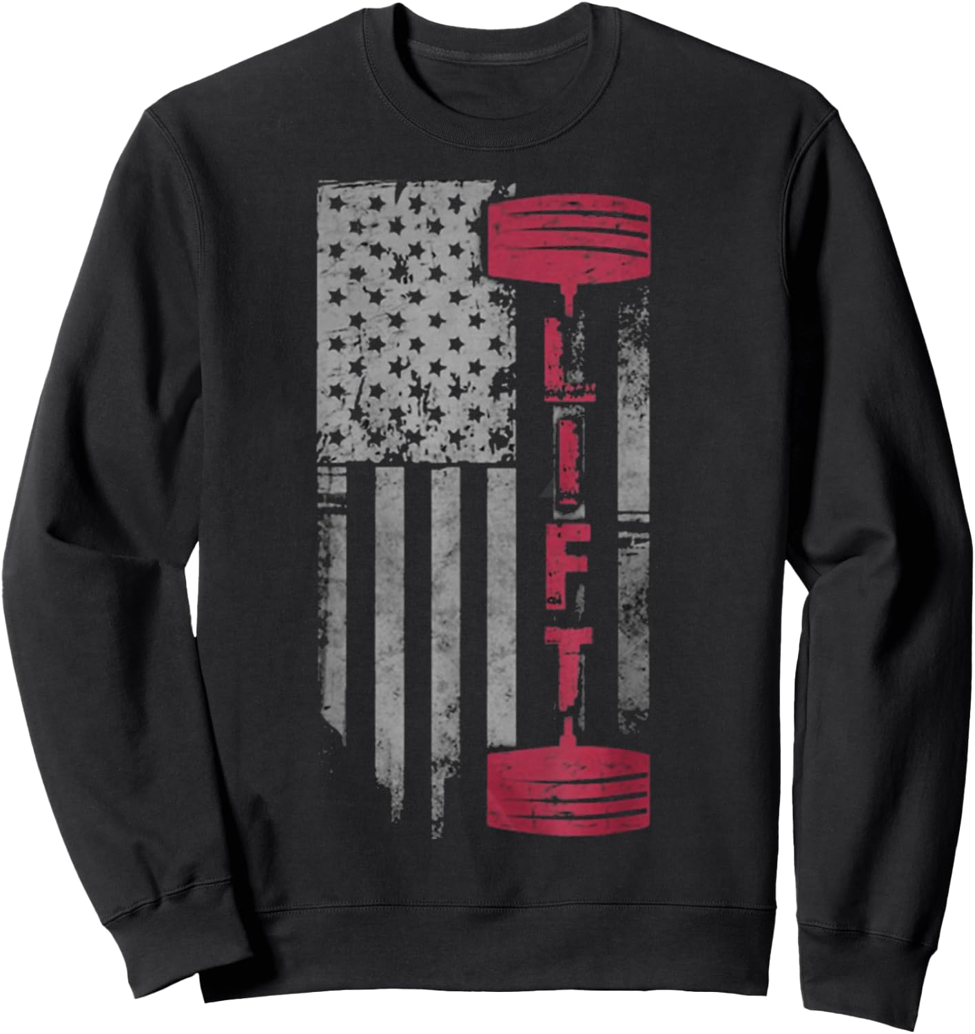 Patriotic Shirt Weight Lifting USA Flag Fitness Train Gift Women Kids Men Sweatshirt - Sweatshirt | Black