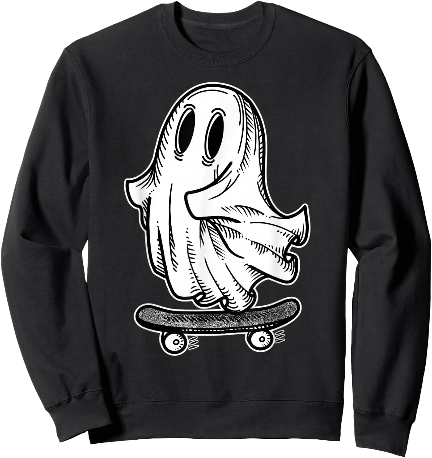 Ghost Skateboarder Blackwork Sweatshirt - Sweatshirt | Black