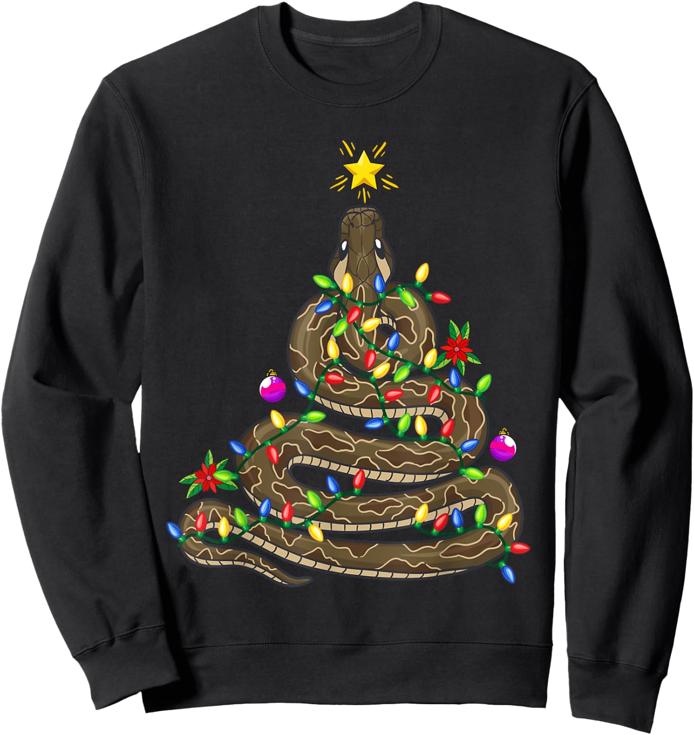 Python Christmas Tree Snake Animal Sweatshirt - Sweatshirt | Black