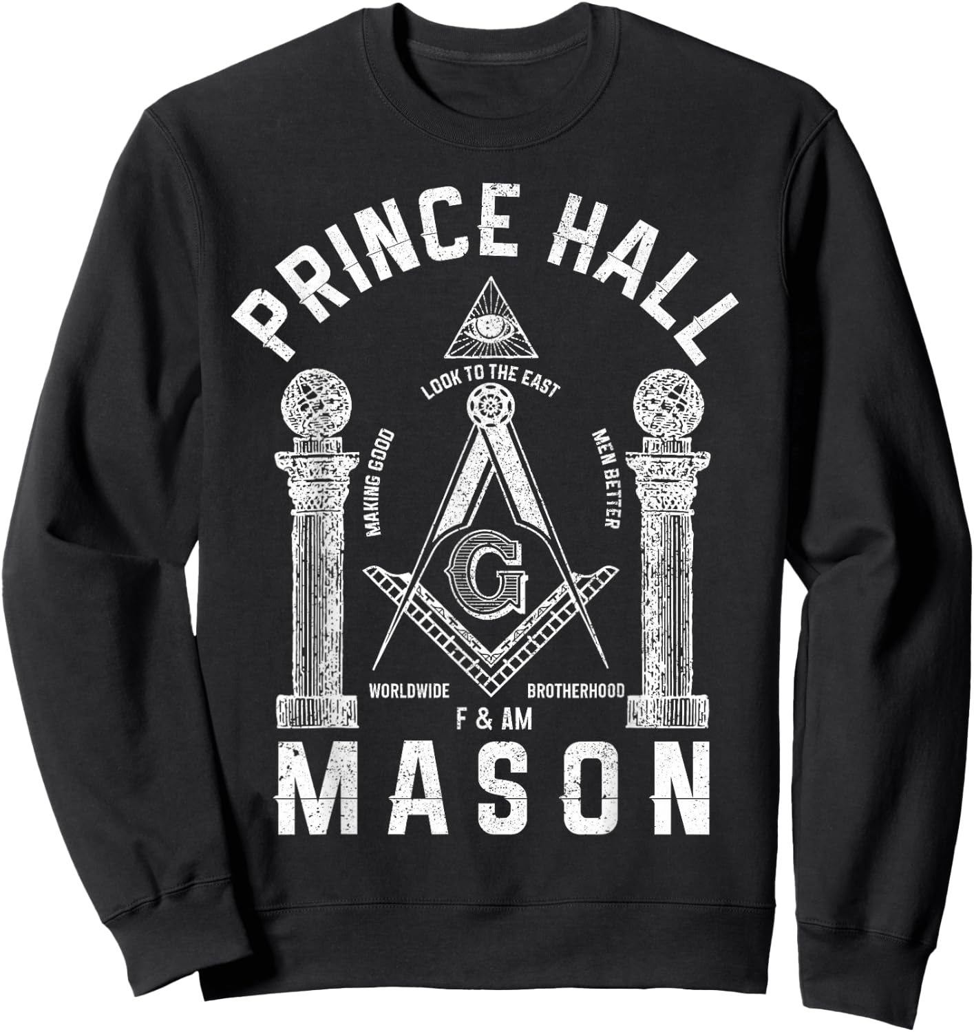 Prince Hall Mason Masonic Square & Compass Freemason Shriner Sweatshirt - Sweatshirt | Black