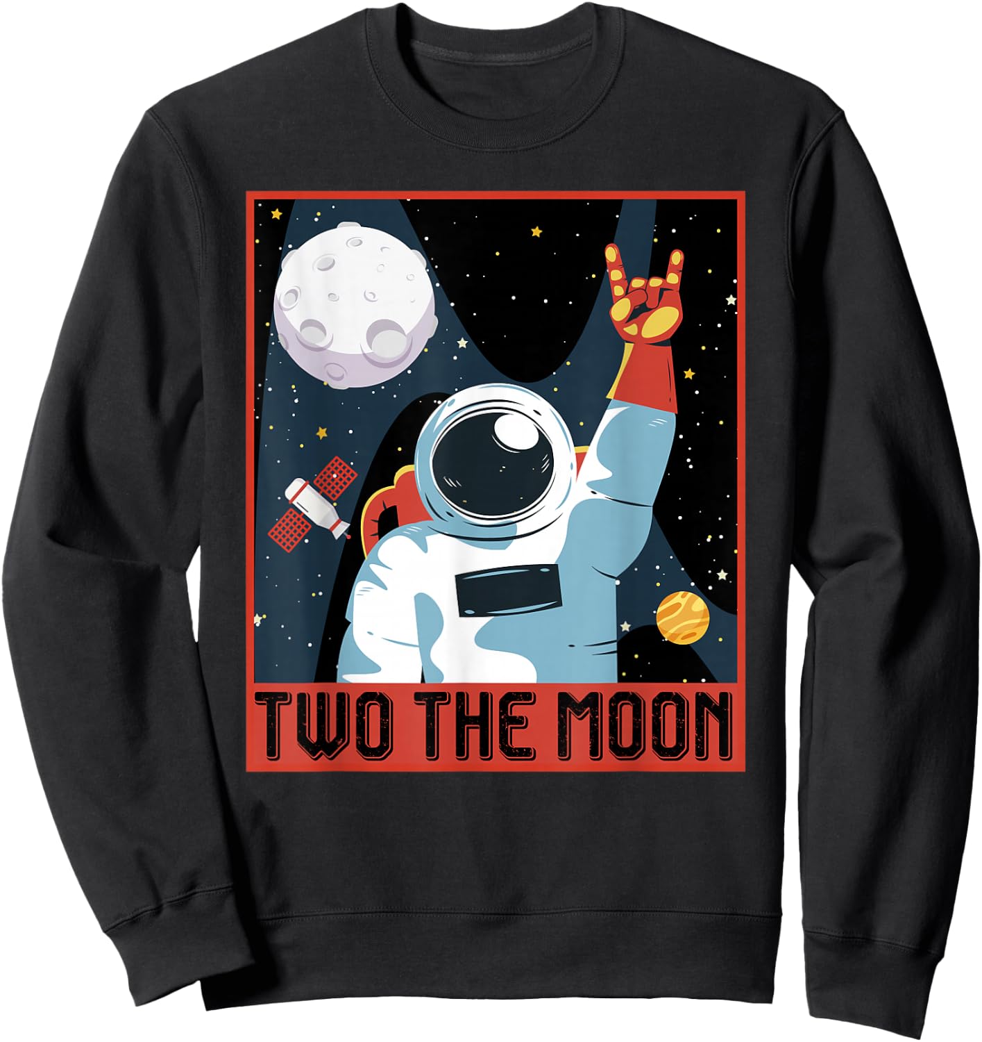 Kids Two The Moon Toddler 2nd Birthday Gift 2 Year Old Sweatshirt - Sweatshirt | Black