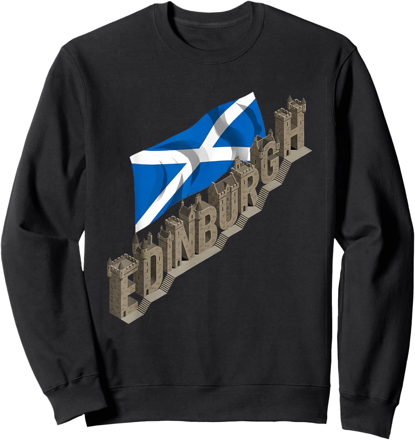 Edinburgh Scotland City Steps – Vintage Scottish Souvenir Sweatshirt - Sweatshirt | Black