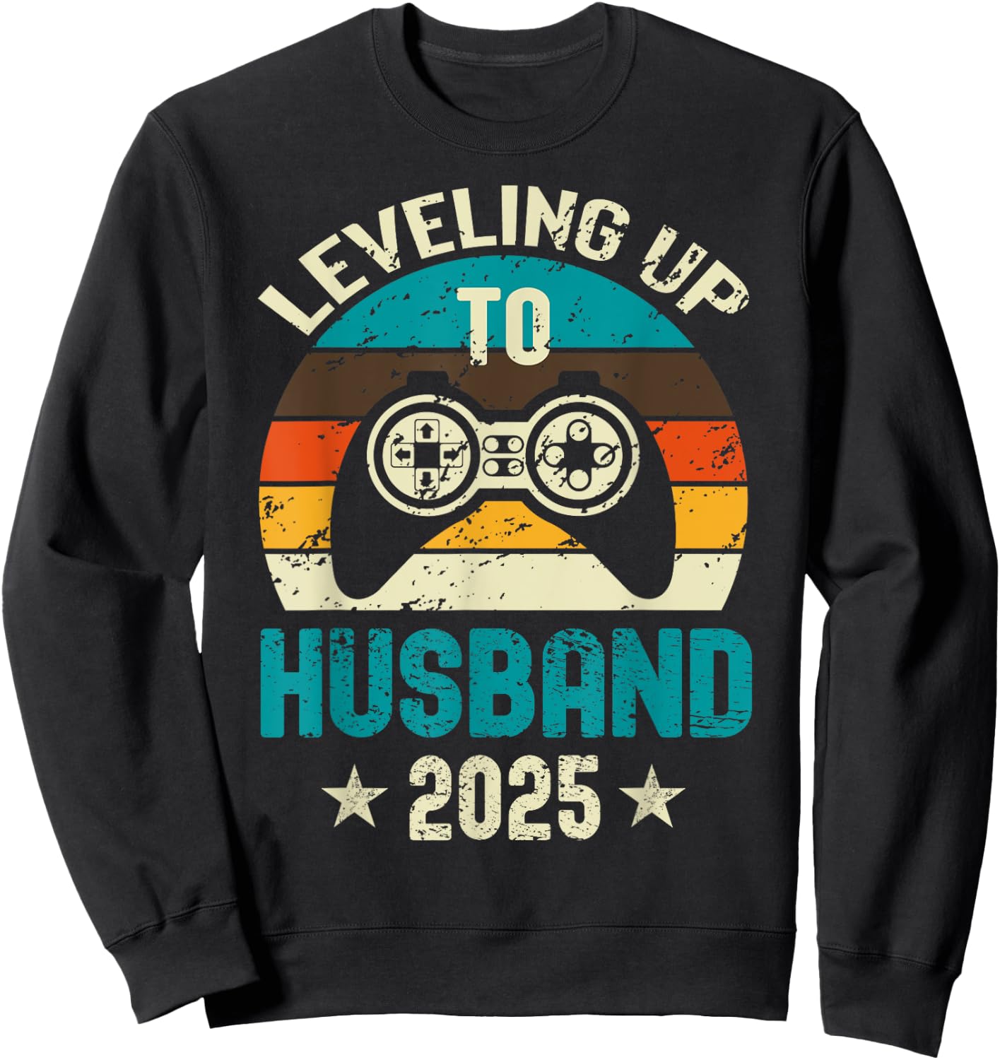 Leveling Up To Husband 2025 Future Groom Bachelor Party Sweatshirt - Sweatshirt | Black