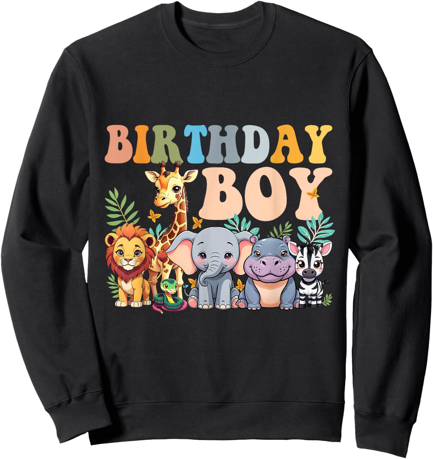 Birthday Boy Kids Safari Squad Zoo Jungle Animal Toddler Sweatshirt - Sweatshirt | Black