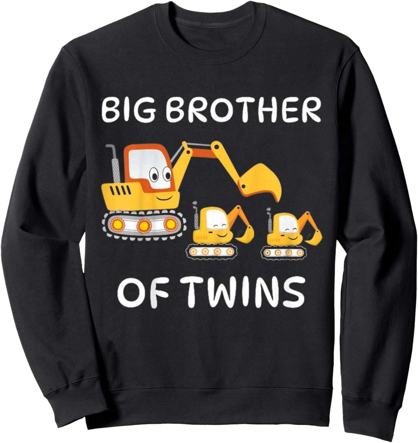 Kids I'm Going to Be A Big Brother of Twins Excavator Toddlers Sweatshirt - Sweatshirt | Black