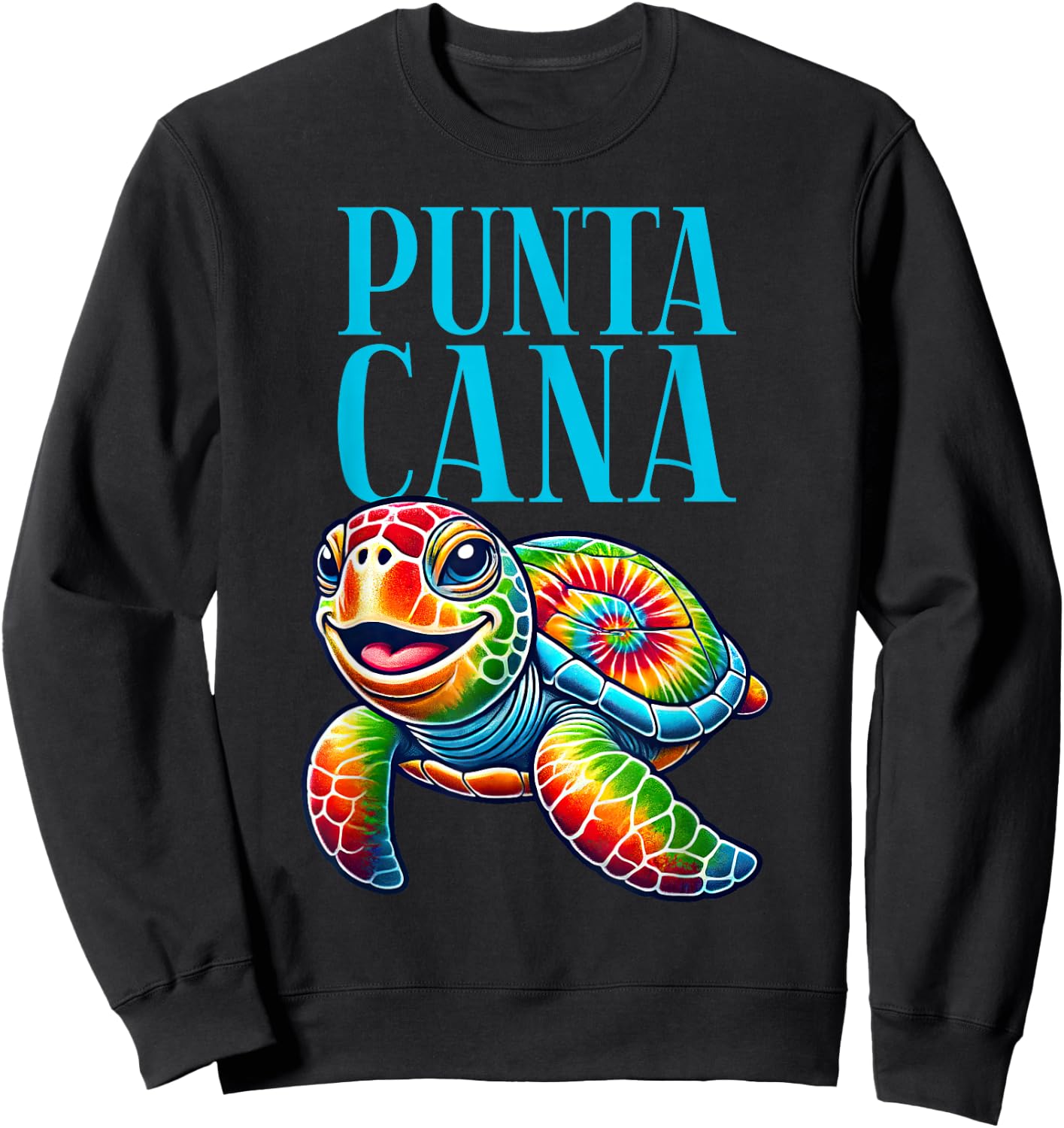 Punta Cana Smiling Tie Dye Sea Turtle Sweatshirt - Sweatshirt | Black