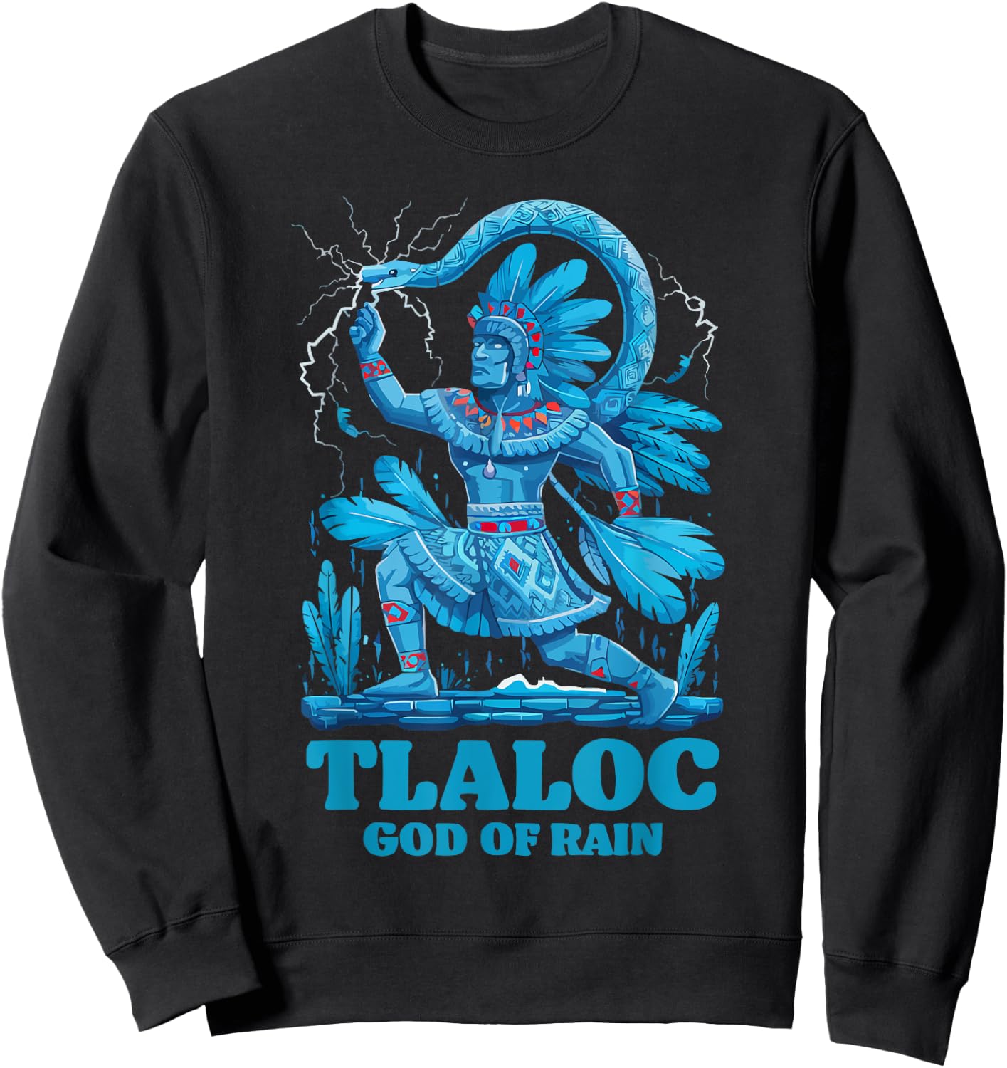 Aztec God Aztec Culture Mayan Indigenous Tlaloc Statue Sweatshirt - Sweatshirt | Black