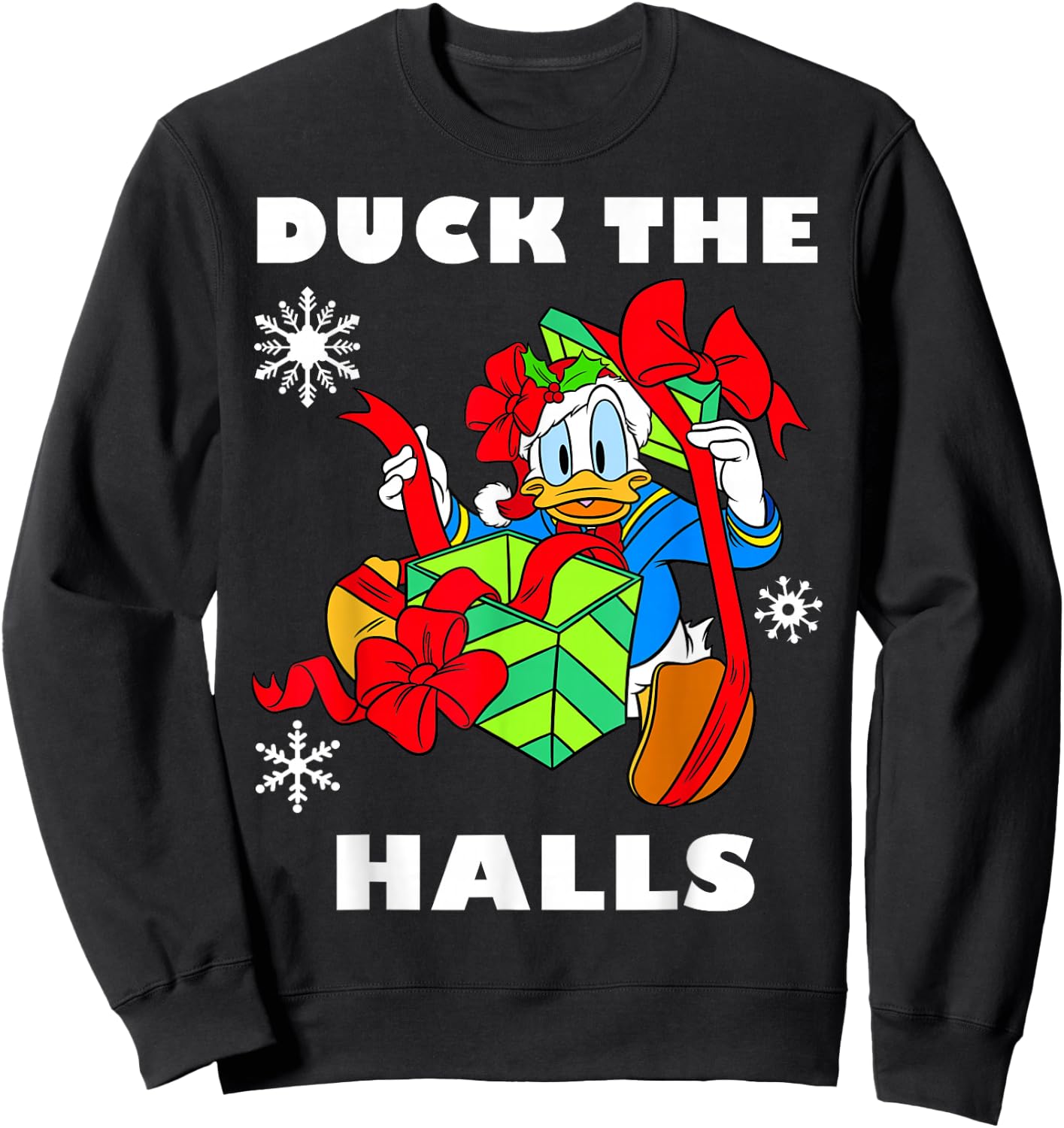 Disney Donald Duck The Halls Christmas Portrait Sweatshirt - Sweatshirt | Black