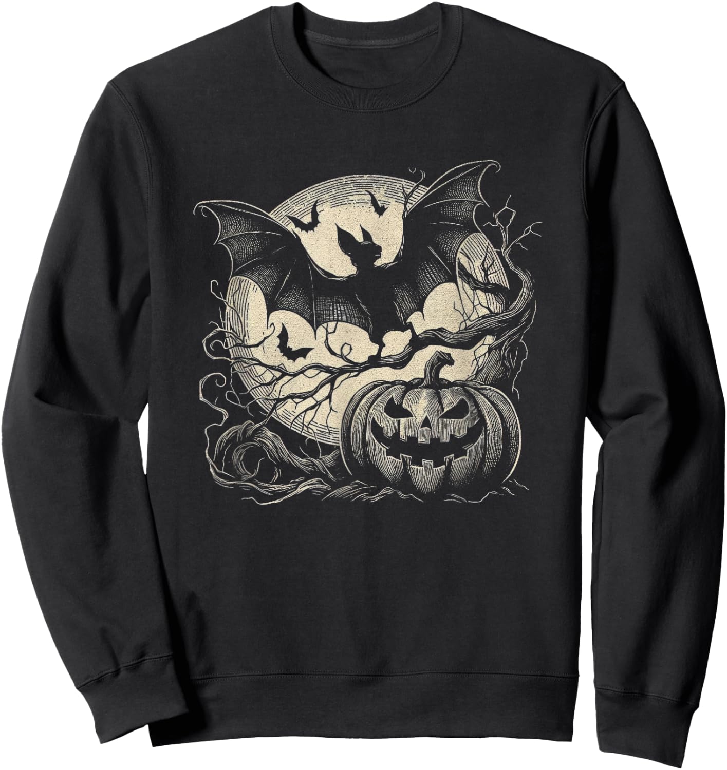 Spooky Bat Halloween Art Design And Men Sweatshirt - Sweatshirt | Black