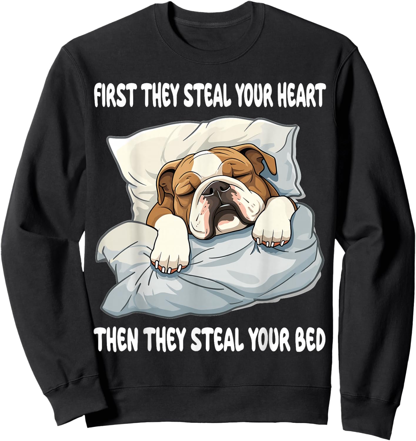 English Bulldog Sleeping Pajamas Nightgown Sweatshirt - Sweatshirt | Black