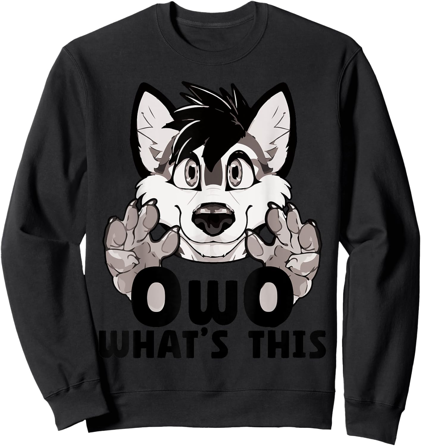 OwO What's This Furry Ear Furry Person Fox Cosplay Sweatshirt - Sweatshirt | Black