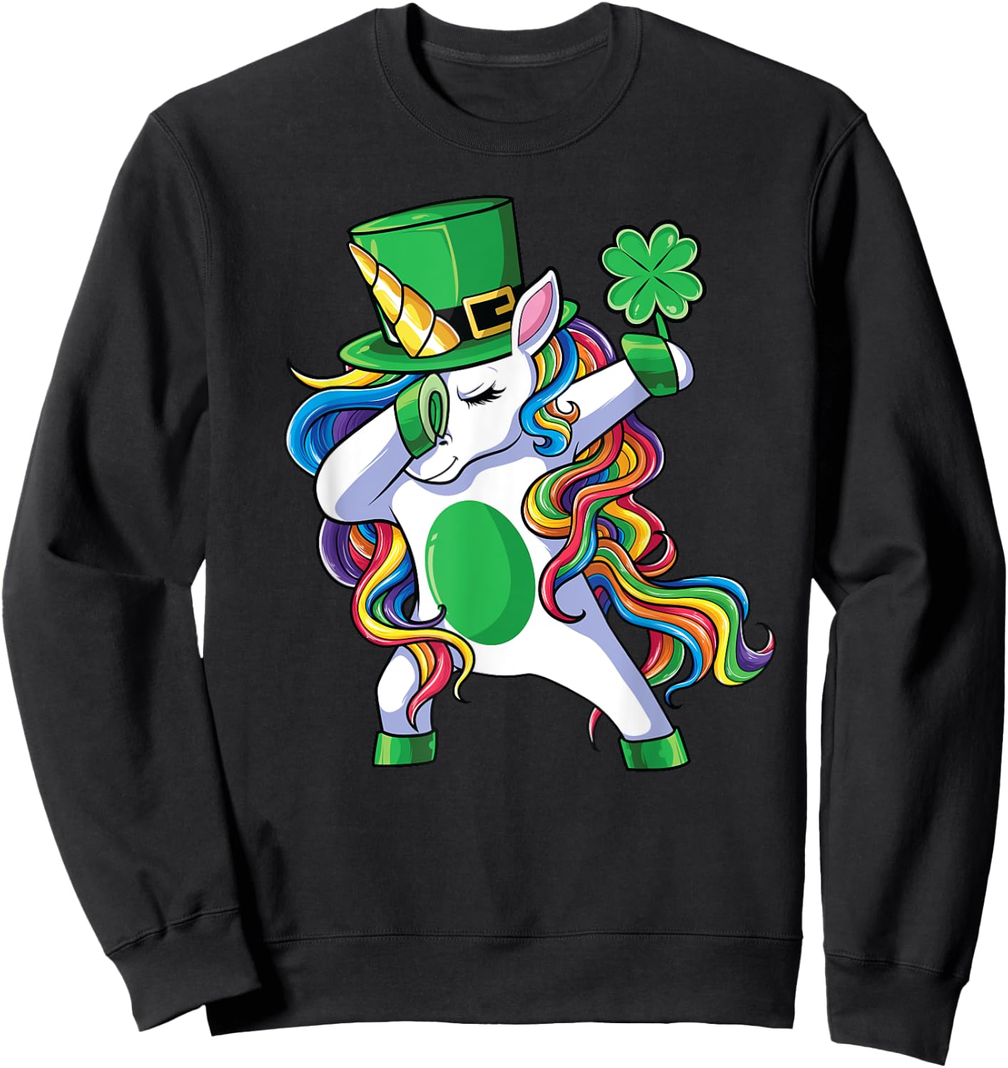 St Patrick's Day Unicorn Shirt Girls Lepricorn Sweatshirt - Sweatshirt | Black