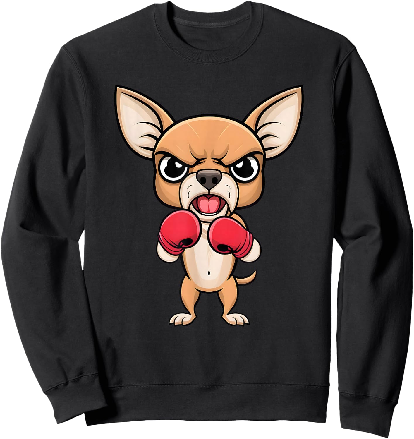 Angry Chihuahua Dog with Boxing Gloves Funny Pet Sweatshirt - Sweatshirt | Black