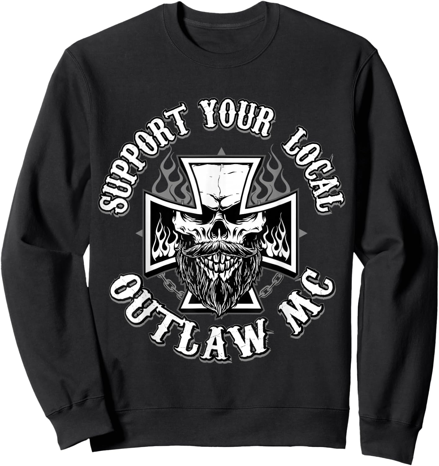 RomperGraphics Men's Support Your Local Outlaw 03 Black , Small Sweatshirt - Sweatshirt | Black